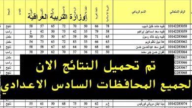 نتائج السادس الاعدادي